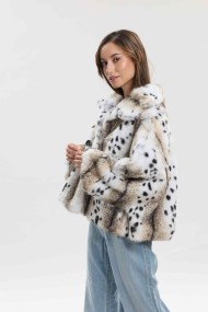 CHAQUETA DE PELO DE CONEJO CON ESTAMPADO ANIMAL PC-LLL5942-97