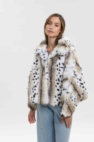 CHAQUETA DE PELO DE CONEJO CON ESTAMPADO ANIMAL PC-LLL5942-97