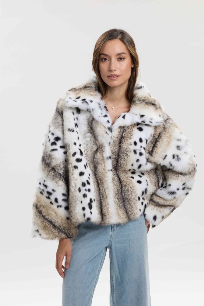 CHAQUETA DE PELO DE CONEJO CON ESTAMPADO ANIMAL PC-LLL5942-97