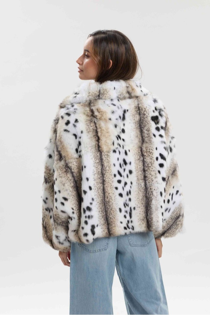 CHAQUETA DE PELO DE CONEJO CON ESTAMPADO ANIMAL PC-LLL5942-97
