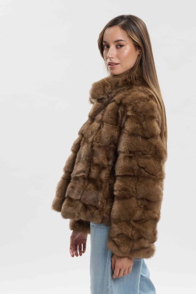 CHAQUETA CORTA DE PELO DE CONEJO CON MANGAS LARGAS PC-QP26002