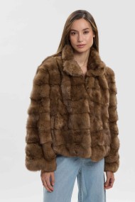 CHAQUETA CORTA DE PELO DE CONEJO CON MANGAS LARGAS PC-QP26002