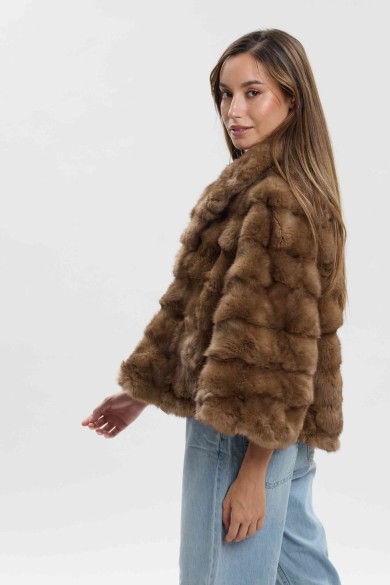 CHAQUETA CORTA DE PELO DE CONEJO CON MANGAS ACAMPANADAS PC-QP2602
