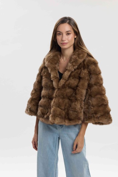 CHAQUETA CORTA DE PELO DE CONEJO CON MANGAS ACAMPANADAS PC-QP2602