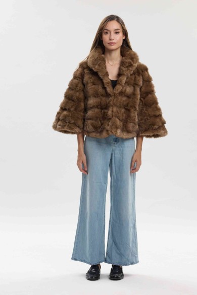 CHAQUETA CORTA DE PELO DE CONEJO CON MANGAS ACAMPANADAS PC-QP2602
