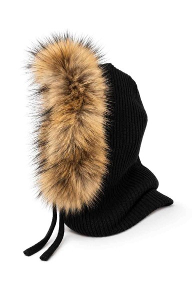 GORRA BALACLAVA DE PUNTO CON ADORNO DE PELO DE MARMOTA VARIOS COLOES  PC-MZ1828