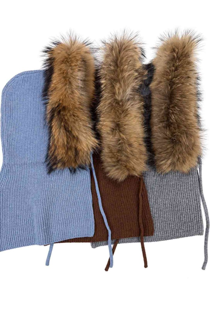 GORRA BALACLAVA DE PUNTO CON ADORNO DE PELO DE MARMOTA VARIOS COLOES  PC-MZ1828