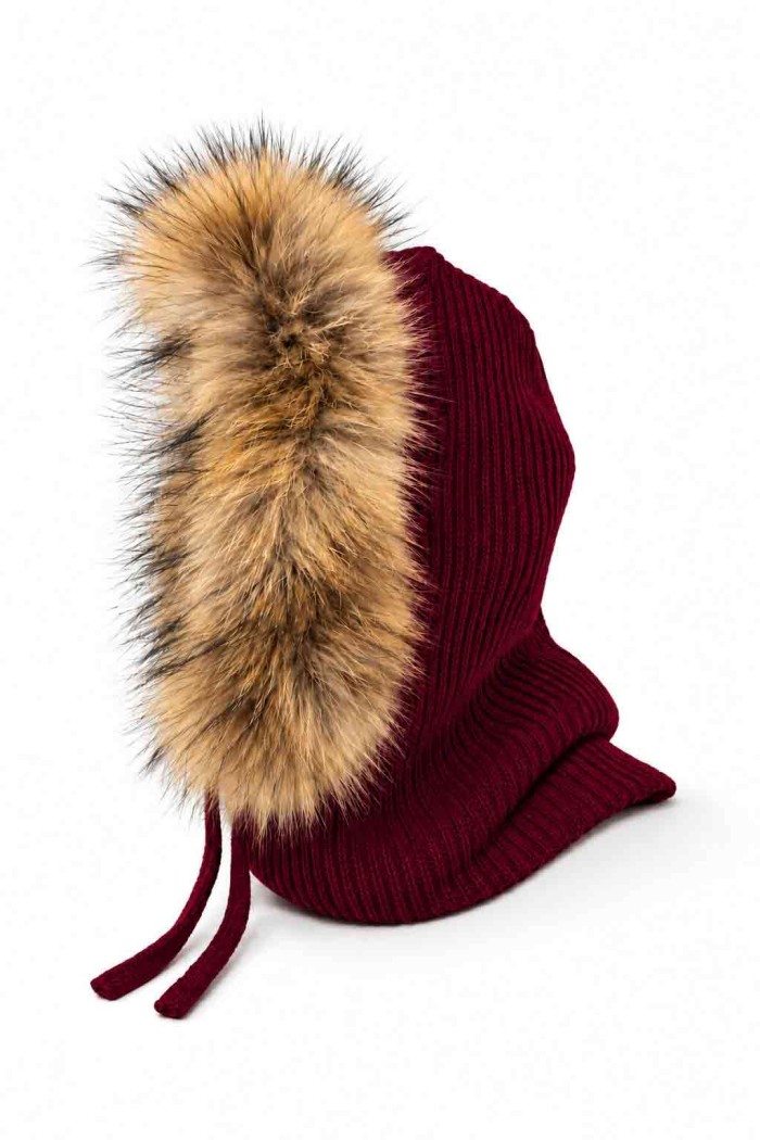 GORRA BALACLAVA DE PUNTO CON ADORNO DE PELO DE MARMOTA VARIOS COLOES  PC-MZ1828