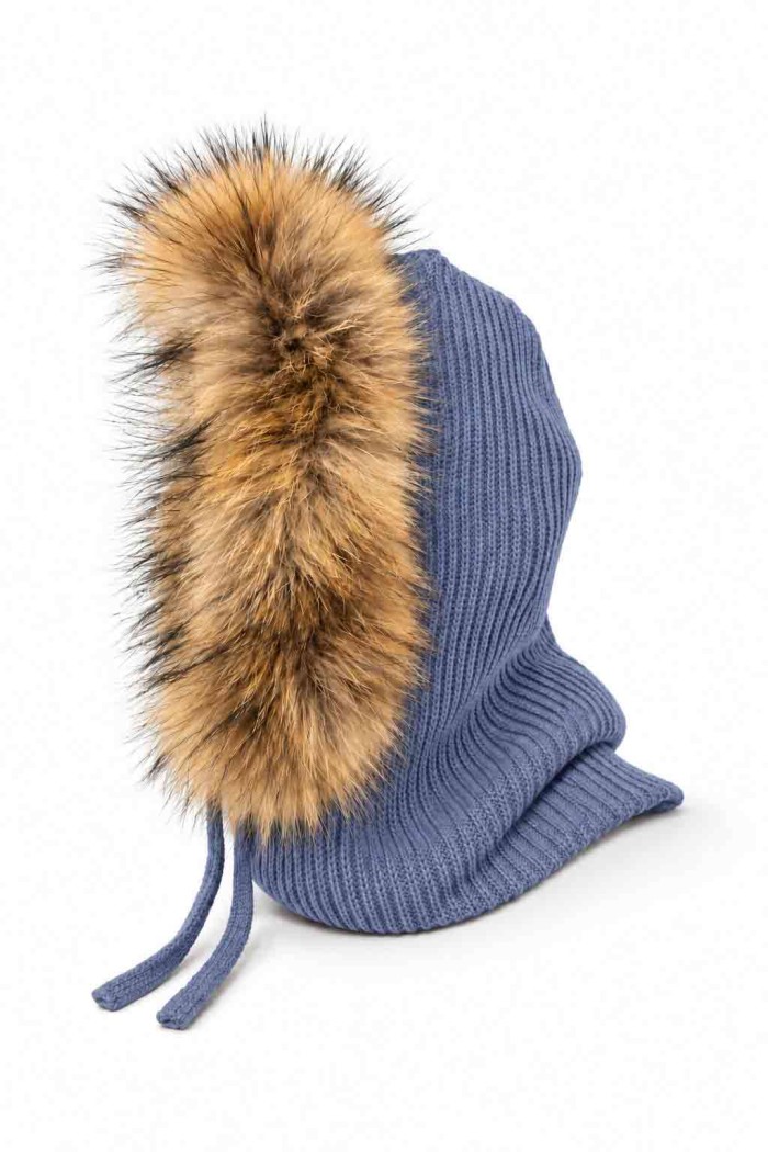 GORRA BALACLAVA DE PUNTO CON ADORNO DE PELO DE MARMOTA VARIOS COLOES  PC-MZ1828