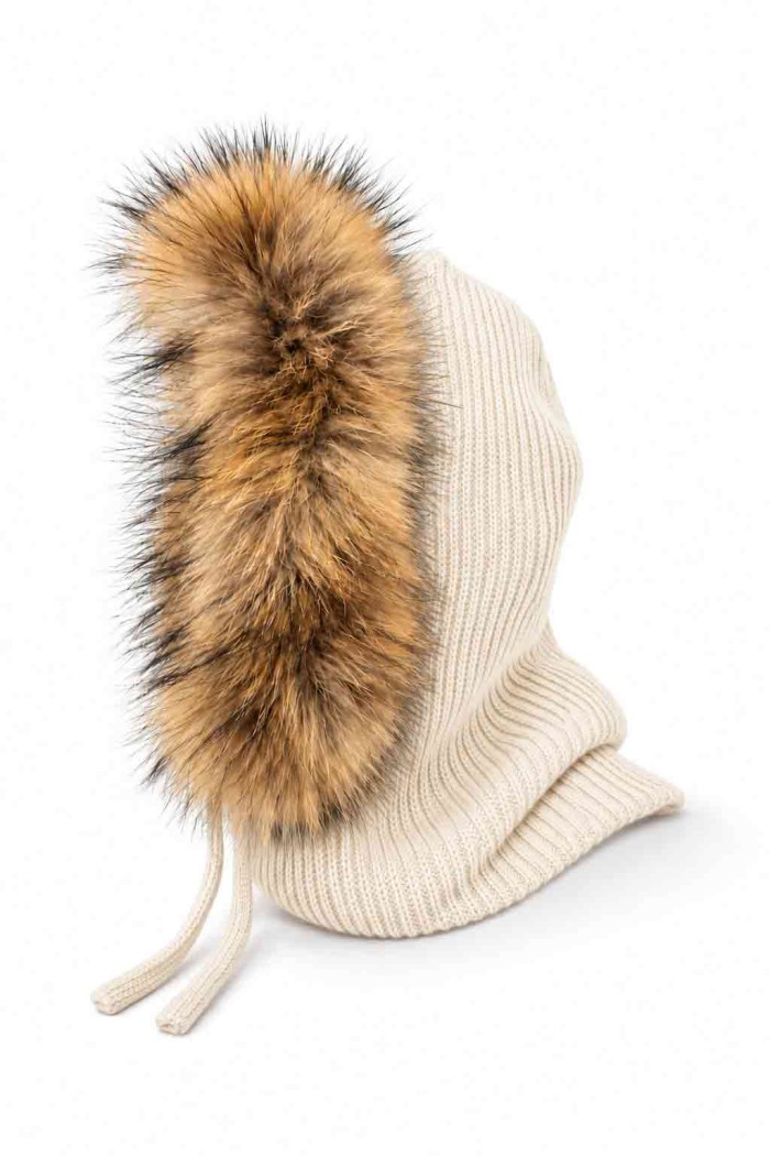 GORRA BALACLAVA DE PUNTO CON ADORNO DE PELO DE MARMOTA VARIOS COLOES  PC-MZ1828