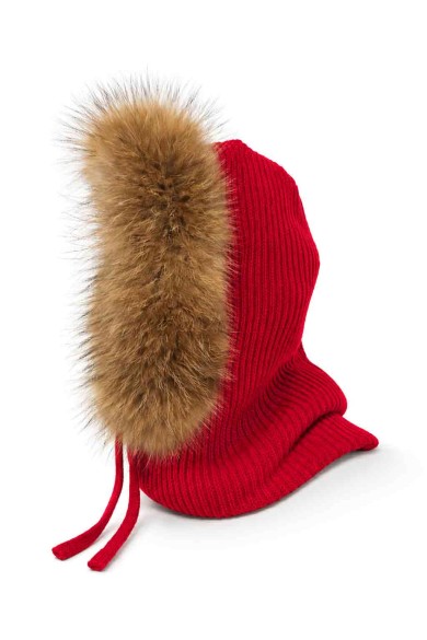 GORRA BALACLAVA DE PUNTO CON ADORNO DE PELO DE MARMOTA VARIOS COLOES  PC-MZ1828