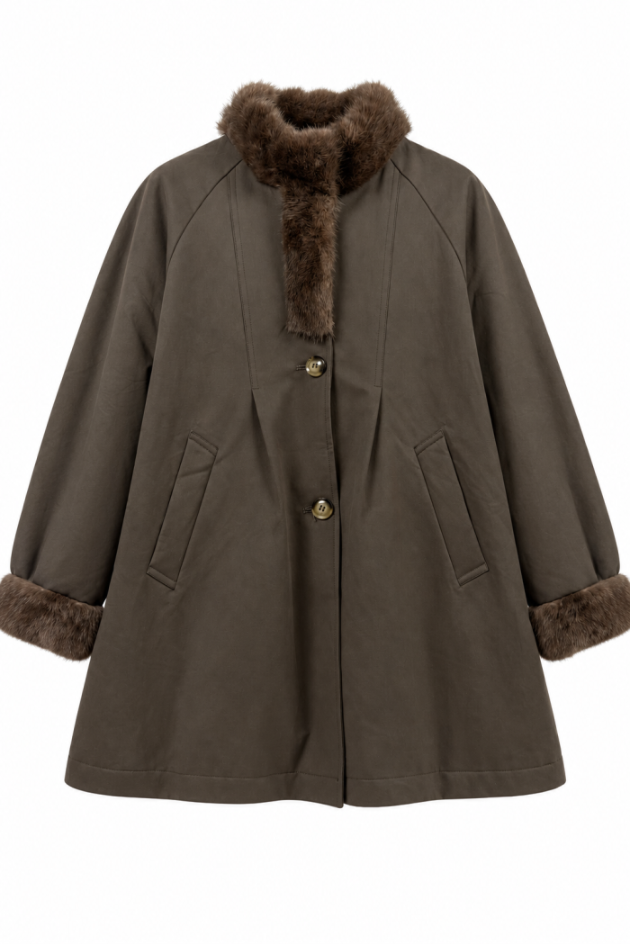 CHAQUETA ACOLCHADA ESTILO WORKWEAR CON ADORNO DE PELO PC-HNWT723