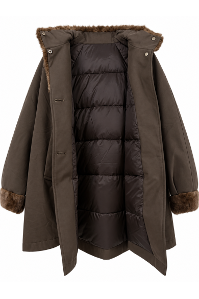 CHAQUETA ACOLCHADA ESTILO WORKWEAR CON ADORNO DE PELO PC-HNWT723
