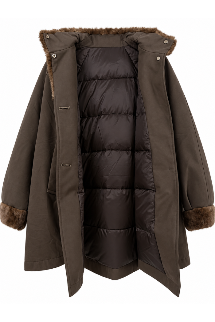 CHAQUETA ACOLCHADA ESTILO WORKWEAR CON ADORNO DE PELO PC-HNWT723