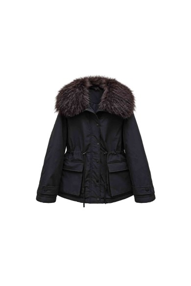 CHAQUETA PARKA ACOLCHADA CON CAPUCHA Y ADORNO DE PELO SINTETICO TY-M9612