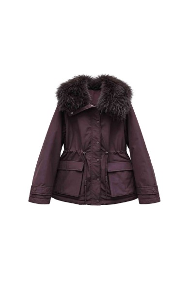 CHAQUETA PARKA ACOLCHADA CON CAPUCHA Y ADORNO DE PELO SINTETICO TY-M9612