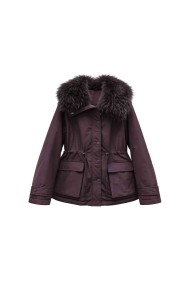 CHAQUETA PARKA ACOLCHADA CON CAPUCHA Y ADORNO DE PELO SINTETICO TY-M9612