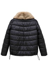 CHAQUETA ACOLCHADA CON CUELLO DE PELO SINTÉTICO NEGRO TY-M9585
