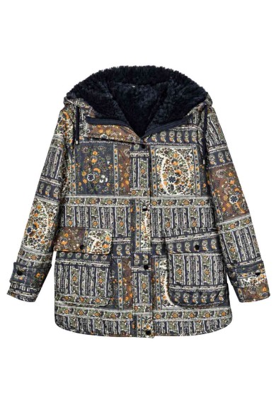 PARKA ESTAMPADA CON CAPUCHA DE PELO SINTÉTICO TY-W0012