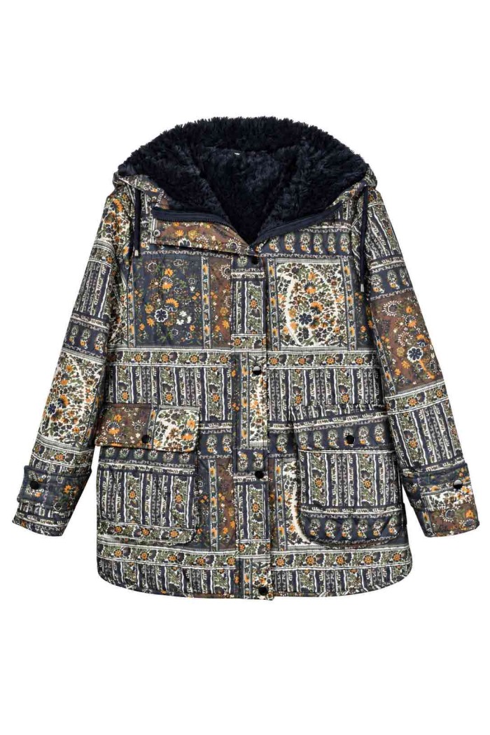 PARKA ESTAMPADA CON CAPUCHA DE PELO SINTÉTICO TY-W0012