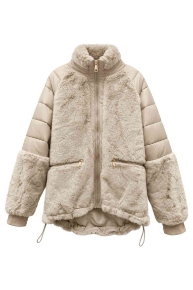 CHAQUETA ACOLCHADA COMBINADA CON PELO SINTÉTICO TY-M9557