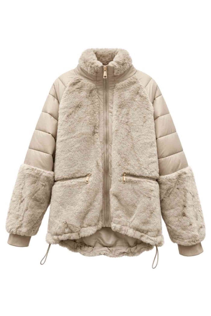 CHAQUETA ACOLCHADA COMBINADA CON PELO SINTÉTICO TY-M9557