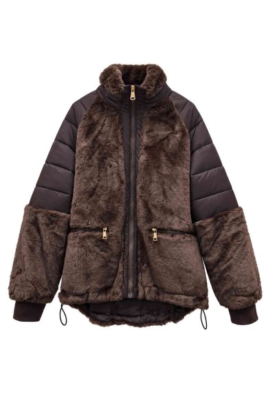 CHAQUETA ACOLCHADA COMBINADA CON PELO SINTÉTICO TY-M9557