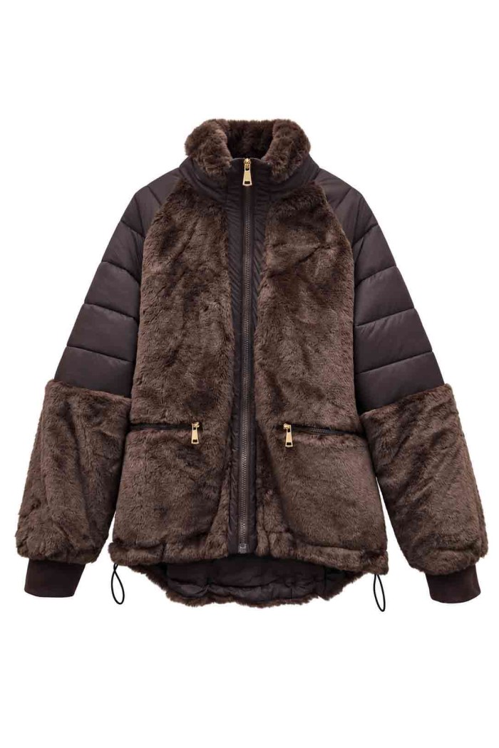 CHAQUETA ACOLCHADA COMBINADA CON PELO SINTÉTICO TY-M9557