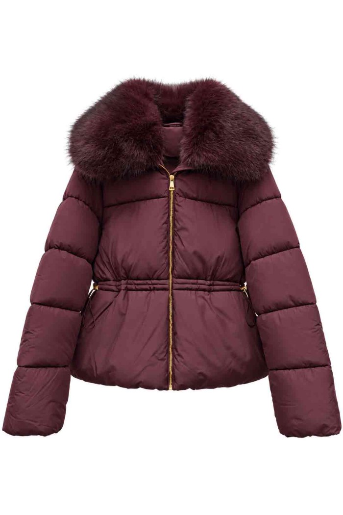 CHAQUETA ACOLCHADA ENTALLADA CON CUELLO DE PELO SINTÉTICO TY-M9591