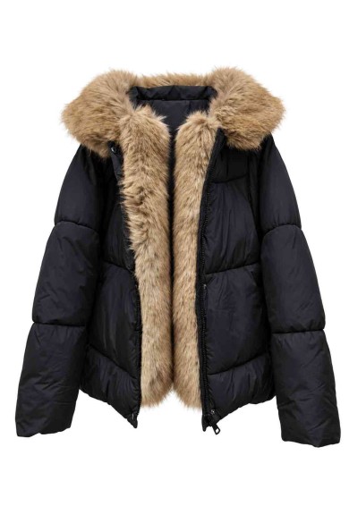 CHAQUETA ACOLCHADA CON CAPUCHA Y PELO SINTÉTICO TY-M9571