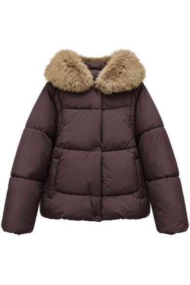 CHAQUETA ACOLCHADA CON CAPUCHA Y PELO SINTÉTICO TY-M9571