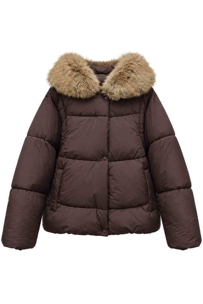 CHAQUETA ACOLCHADA CON CAPUCHA Y PELO SINTÉTICO TY-M9571