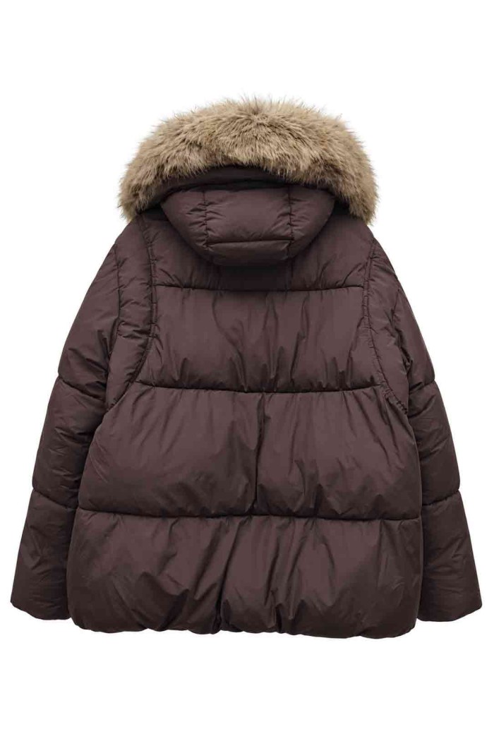 CHAQUETA ACOLCHADA CON CAPUCHA Y PELO SINTÉTICO TY-M9571