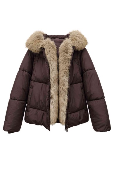 CHAQUETA ACOLCHADA CON CAPUCHA Y PELO SINTÉTICO TY-M9571