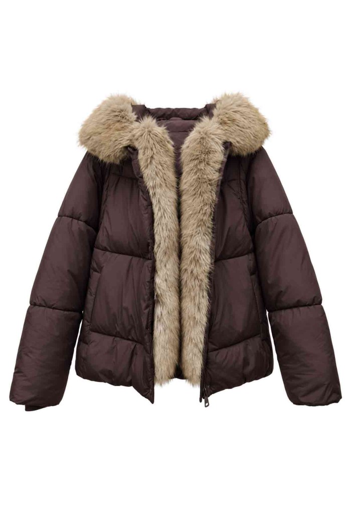 CHAQUETA ACOLCHADA CON CAPUCHA Y PELO SINTÉTICO TY-M9571