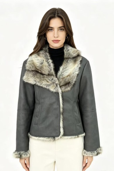 CHAQUETA DE ANTELINA CON PELO SINTÉTICO 3COLORES OBRF2120
