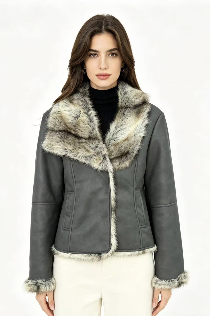 CHAQUETA DE ANTELINA CON PELO SINTÉTICO 3COLORES OBRF2120