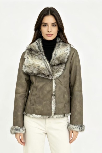 CHAQUETA DE ANTELINA CON PELO SINTÉTICO 3COLORES OBRF2120