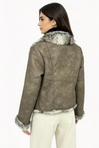 CHAQUETA DE ANTELINA CON PELO SINTÉTICO 3COLORES OBRF2120
