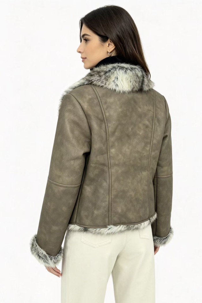 CHAQUETA DE ANTELINA CON PELO SINTÉTICO 3COLORES OBRF2120