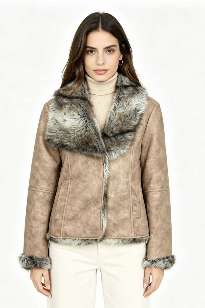 CHAQUETA DE ANTELINA CON PELO SINTÉTICO 3COLORES OBRF2120