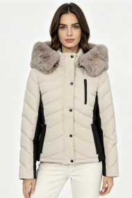 CHAQUETA ACOLCHADA CORTA CON CAPUCHA Y PELO SINTÉTICO 2COLORES OBRF2106