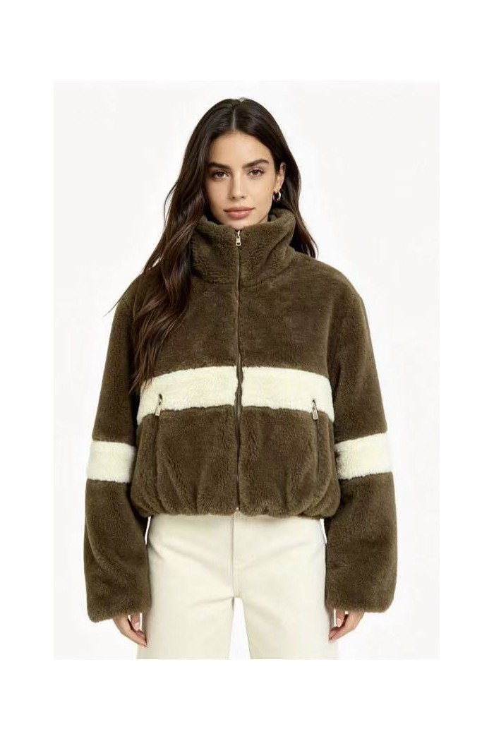 CHAQUETA DE PELO SINTÉTICO BICOLOR 3COLORES OBRF2122