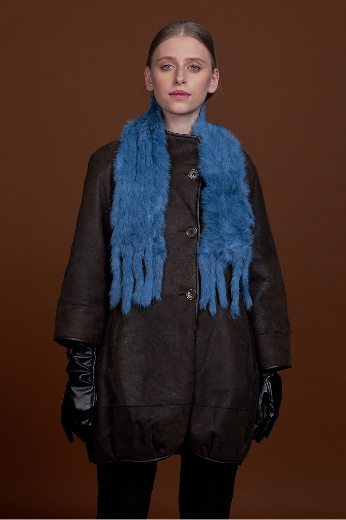 BUFANDA DE PIEL DE CONEJO TEJIDO A MANO VARIOS COLORES PC-WPH5481-02