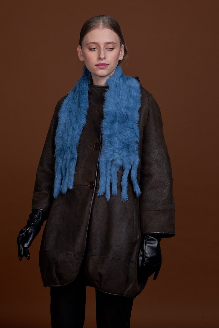 BUFANDA DE PIEL DE CONEJO TEJIDO A MANO VARIOS COLORES PC-WPH5481-02