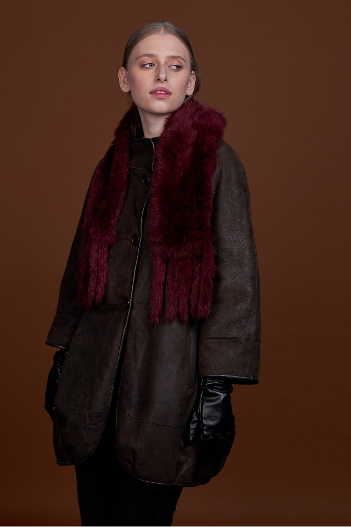 BUFANDA DE PIEL DE CONEJO TEJIDO A MANO VARIOS COLORES PC-WPH5481-04