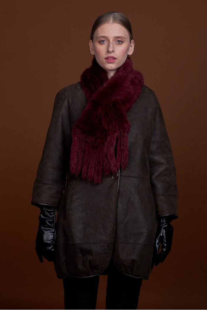 BUFANDA DE PIEL DE CONEJO TEJIDO A MANO VARIOS COLORES PC-WPH5481-04