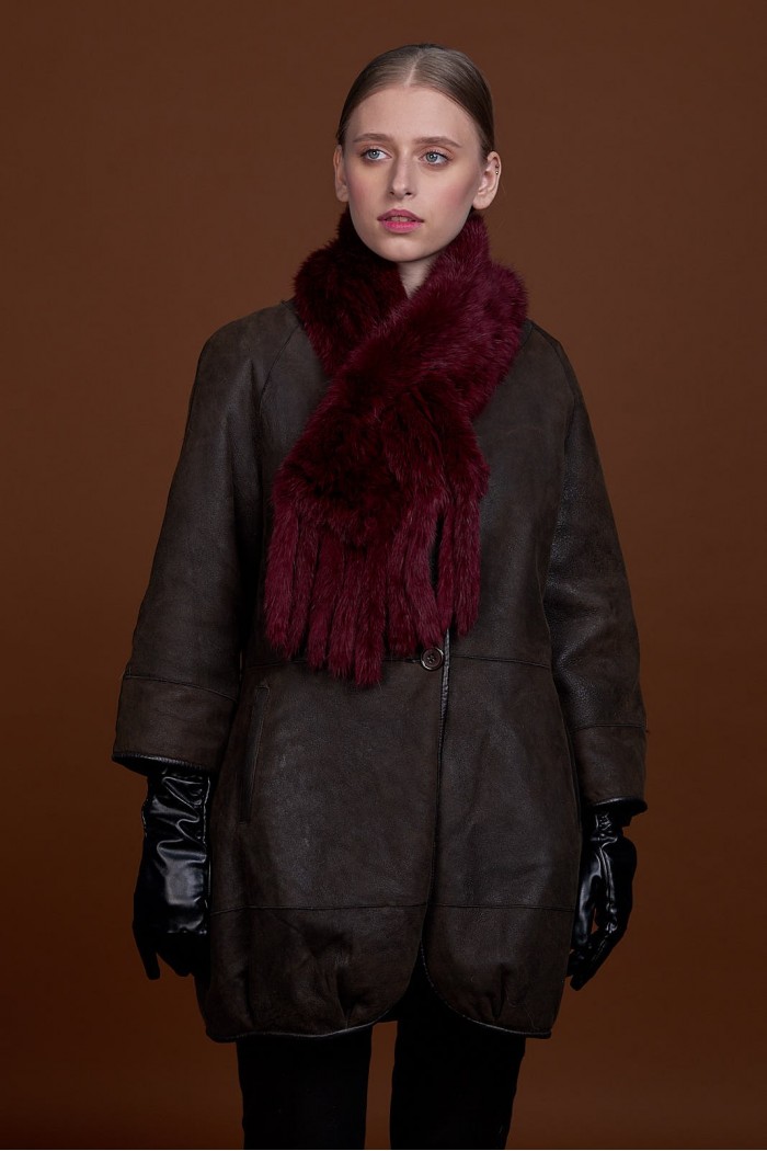 BUFANDA DE PIEL DE CONEJO TEJIDO A MANO VARIOS COLORES PC-WPH5481-04