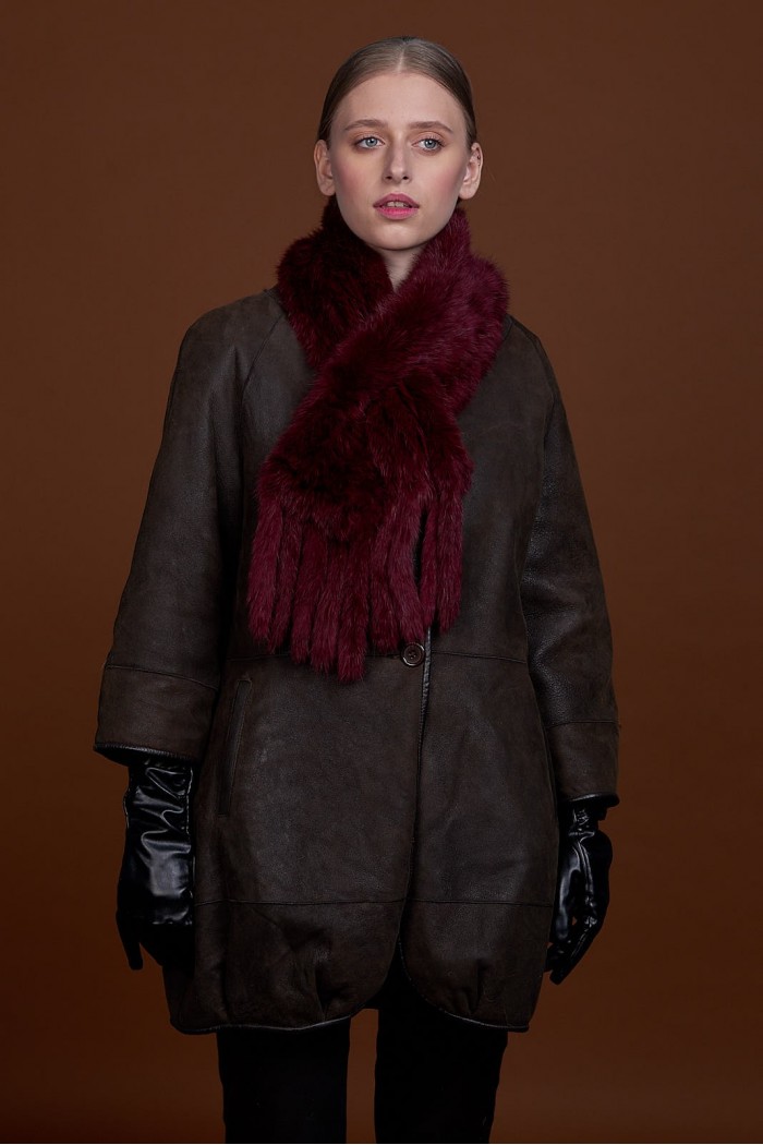 BUFANDA DE PIEL DE CONEJO TEJIDO A MANO VARIOS COLORES PC-WPH5481-04