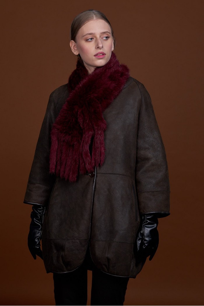 BUFANDA DE PIEL DE CONEJO TEJIDO A MANO VARIOS COLORES PC-WPH5481-04